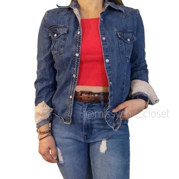 Andrew & Co Vintage Women’s Denim Button Down Shirt - Picture 1 of 12